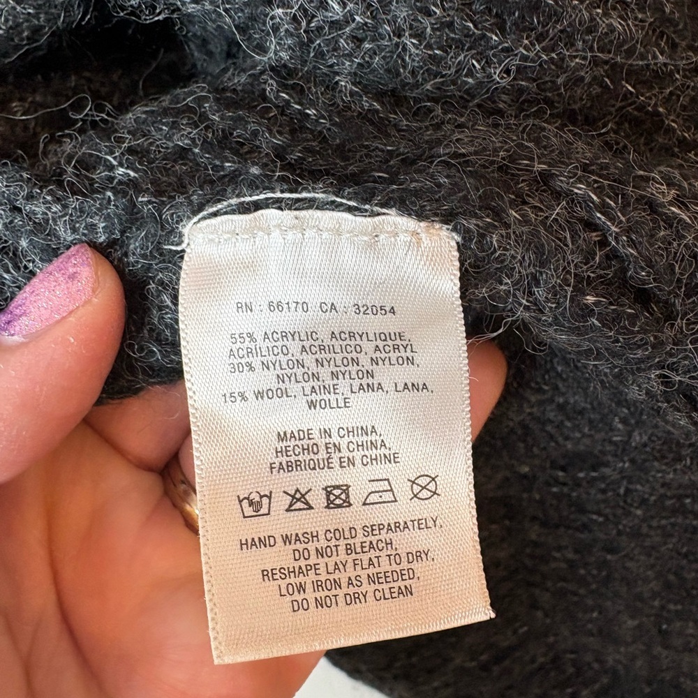 SLEEPING ON SNOW CHARCOAL WOOL BLEND OPEN FRONT OVERSIZED CARDIGAN WOMEN'S M - Picture 6 of 10